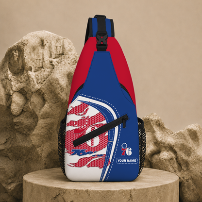 HOT DEAL - NEW CUSTOMIZED P76 PHILADELPHIA 76ERS SLING BAG - NBA26