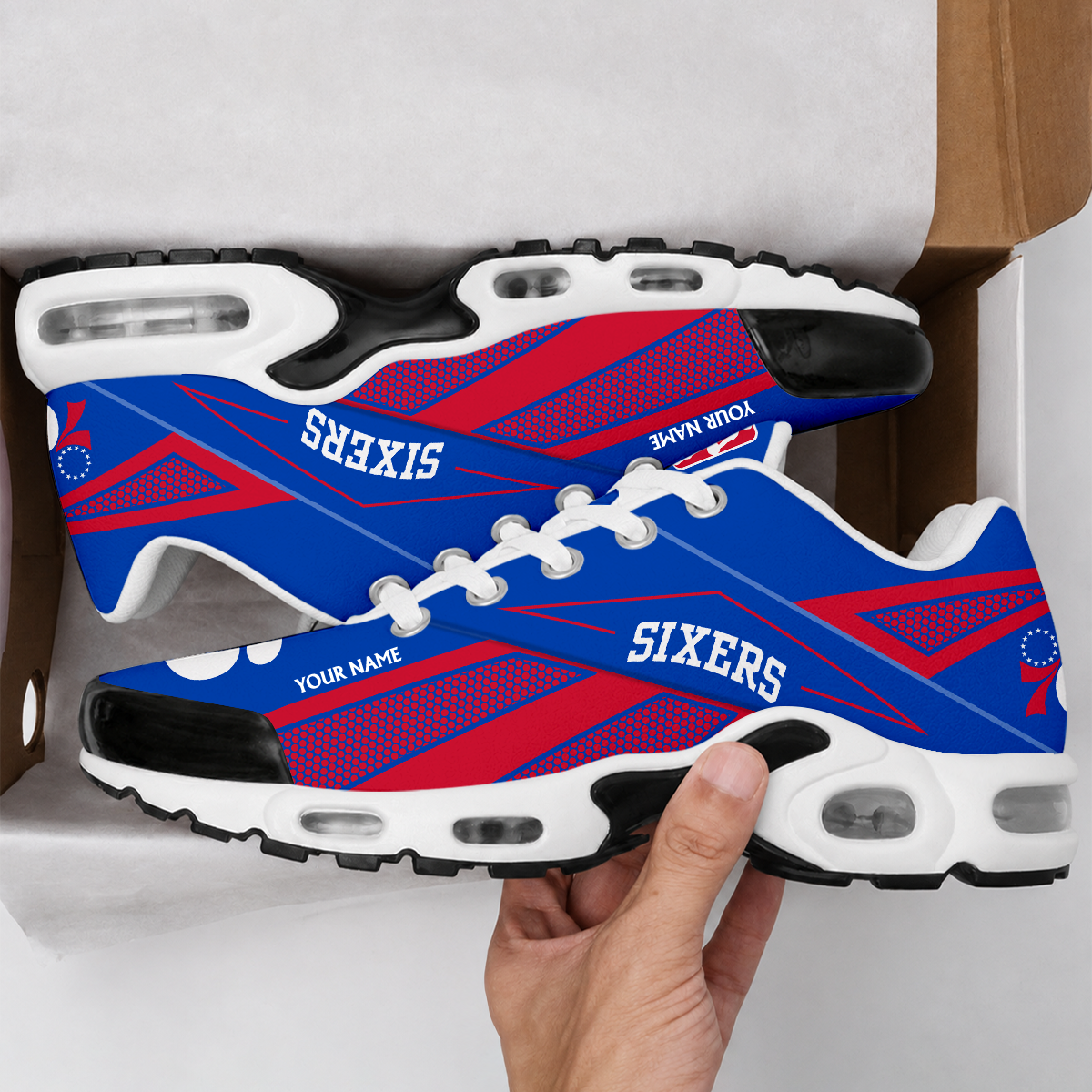 VIRAL EDITION - NEW CUSTOMIZED NBA26 P76 PHILADELPHIA 76ERS AIR MAX PLUS SNEAKERS