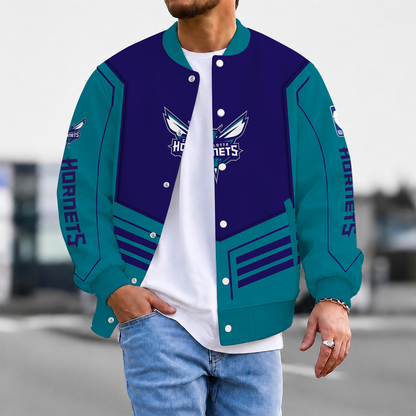 LIMITED DROP - NEW CUSTOMIZED CHO CHARLOTTE HORNETS BASEBALL JACKET, SATIN VARSITY JACKET - NBA27