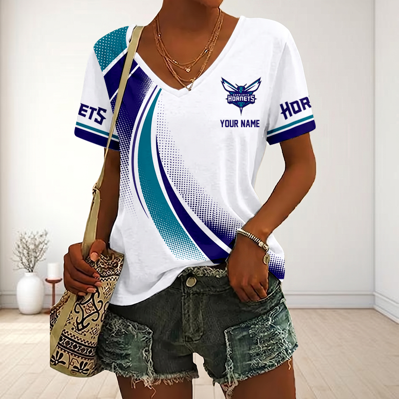 SPECIAL EDITION - NEW CUSTOMIZED NBA27 CHO CHARLOTTE HORNETS V-NECK FEMALE SHIRT