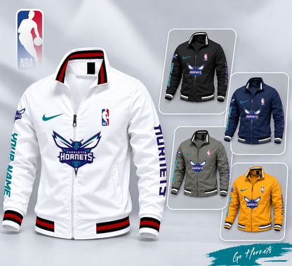 FINAL SALE - NEW CUSTOMIZED NBA27 CHO CHARLOTTE HORNETS MULTICOLOR MEN'S CASUAL JACKET
