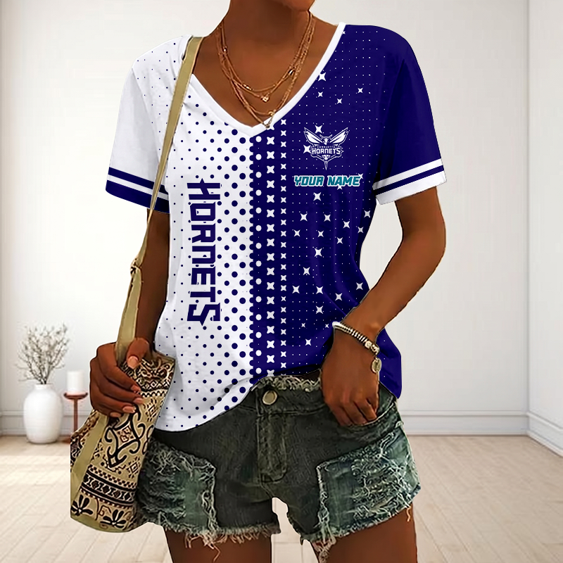LIMITED DROP - NEW CUSTOMIZED NBA27 CHO CHARLOTTE HORNETS V-NECK FEMALE SHIRT
