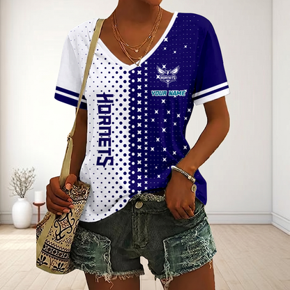 LIMITED DROP - NEW CUSTOMIZED NBA27 CHO CHARLOTTE HORNETS V-NECK FEMALE SHIRT
