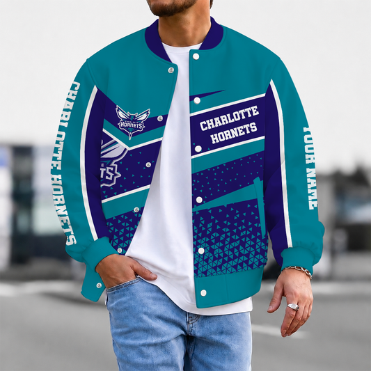 EXCLUSIVE EDITION - NEW CUSTOMIZED NBA27 CHO CHARLOTTE HORNETS BASEBALL JACKET, SATIN VARSITY JACKET