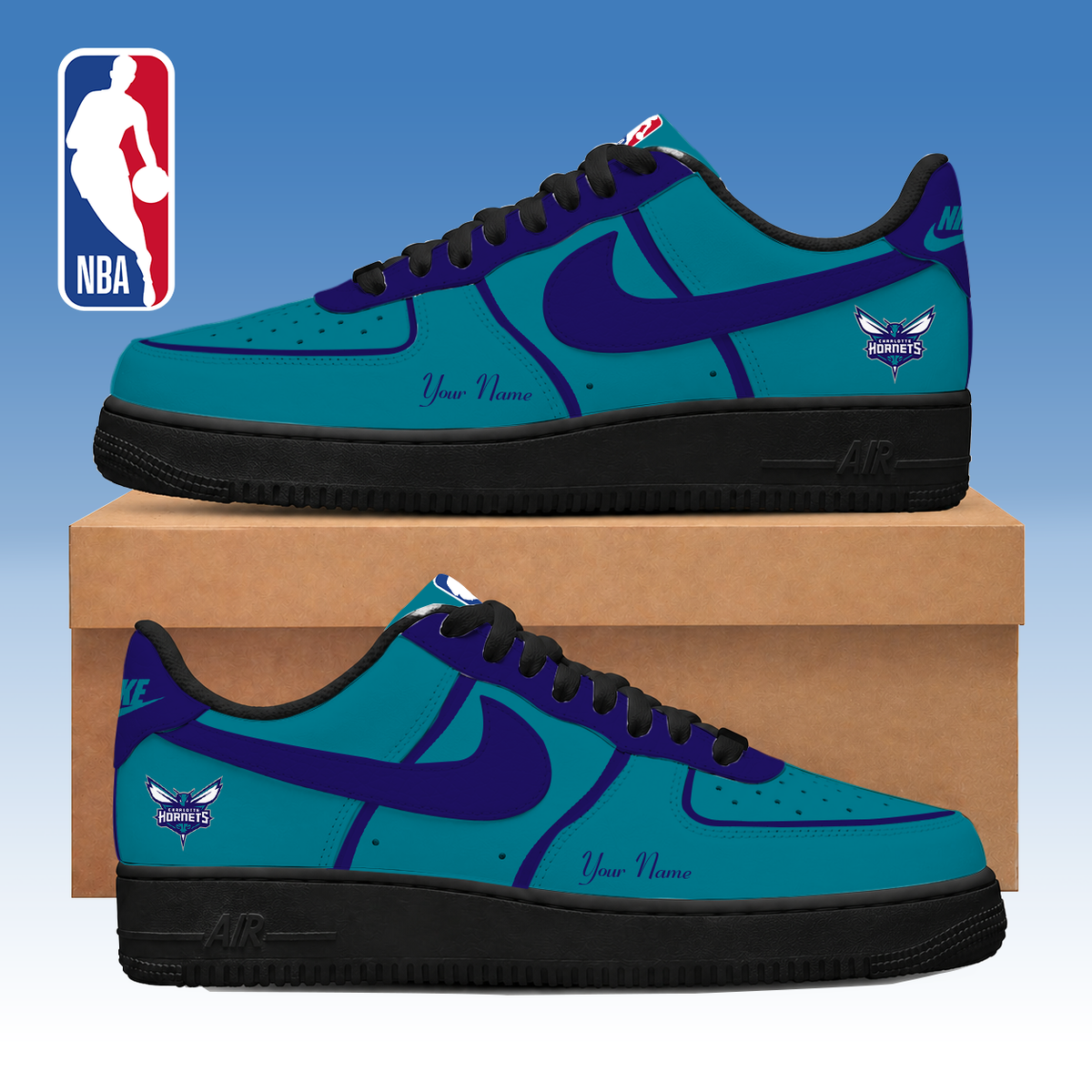 LIMITED DROP - NEW CUSTOMIZED CHO CHARLOTTE HORNETS AF1 SNEAKERS - NBA27