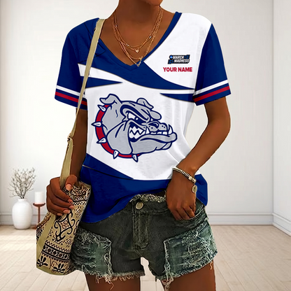 SPECIAL EDITON - NEW CUSTOMIZED MAM NCAA27 GOB GO BULLDOGS V-NECK FEMALE SHIRT