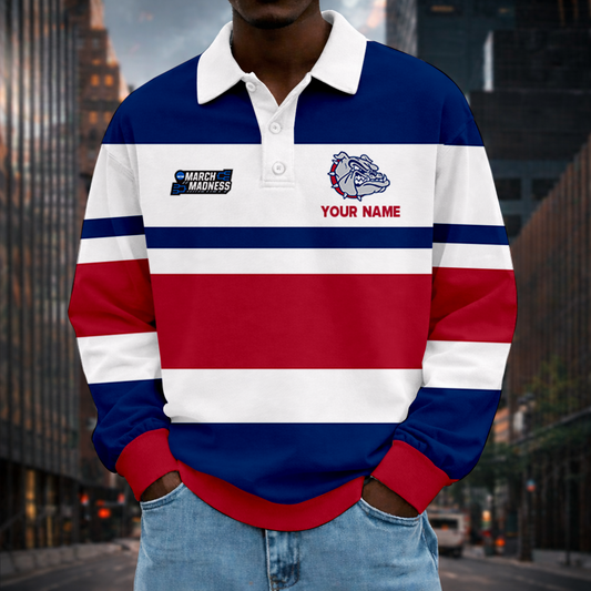 VIRAL EDITION - NEW CUSTOMIZED MAM NCAA27 GOB GO BULLDOGS UNISEX LONG SLEEVE POLO