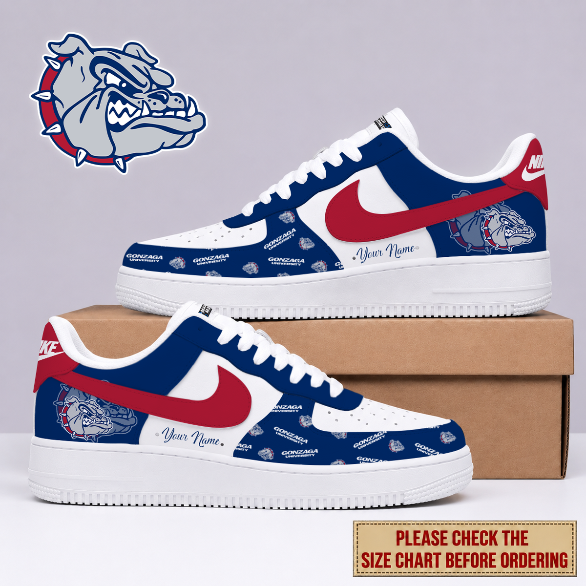 MEGA SALE - NEW CUSTOMIZED GOB GONZAGA BULLDOGS AF1 SHOES - NCAA MAM27