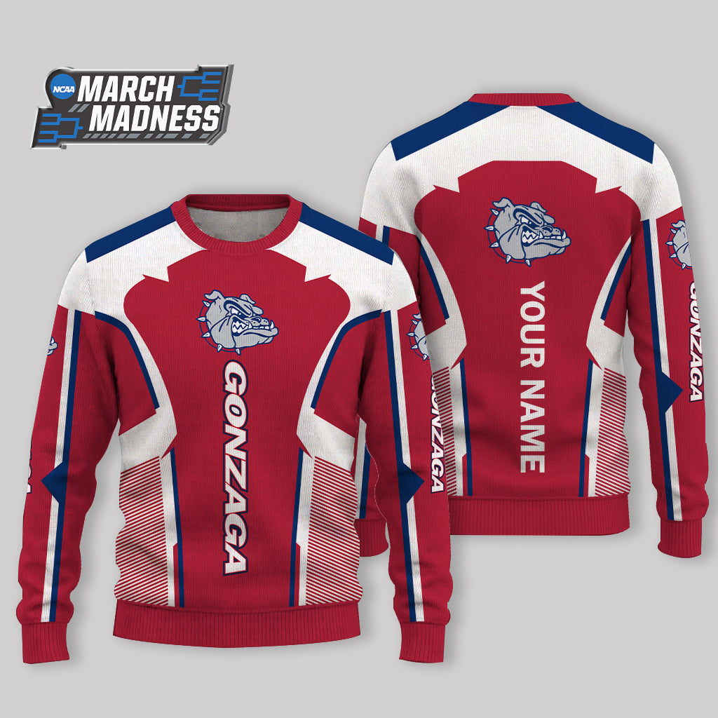 HOT DEAL - NEW CUSTOMIZED NCAA MAM27 GOB GONZAGA BULLDOGS UGLY SWEATER
