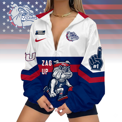 FINAL SALE - NEW CUSTOMIZED MAM NCAA27 GOB GO BULLDOGS V-NECK ZIPPER SWEATSHIRT JACKET