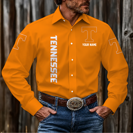 VIRAL EDITION - NEW CUSTOMIZED NCAA MAM28 TNV TENNESSEE VOLUNTEERS MEN'S LONG SLEEVE BUTTON-UP SHIRT