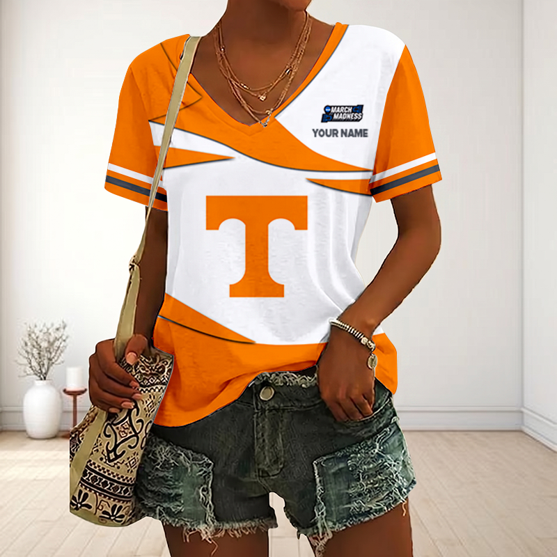 SPECIAL EDITON - NEW CUSTOMIZED MAM NCAA28 TNV TN VOLUNTEERS V-NECK FEMALE SHIRT