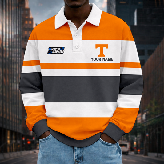 VIRAL EDITION - NEW CUSTOMIZED MAM NCAA28 TNV TN VOLUNTEERS UNISEX LONG SLEEVE POLO