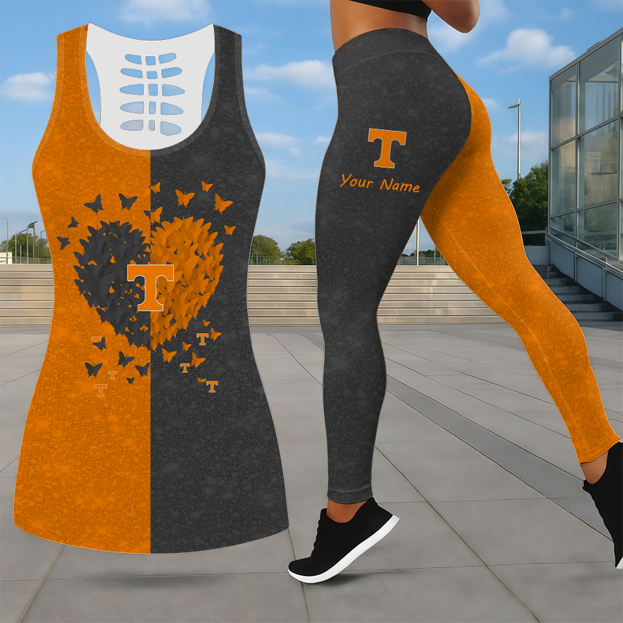 MEGA SALE - NEW CUSTOMIZED NCAA MAM28 TNV TENNESSEE VOLUNTEERS LEGGINGS & HOLLOW TANK TOP SET