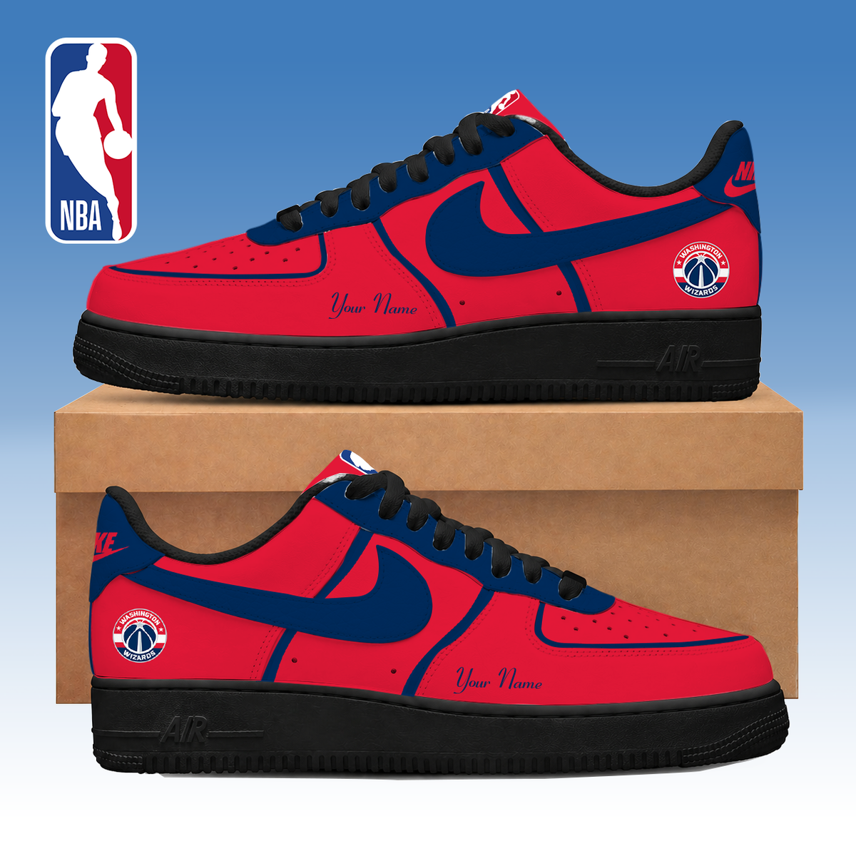 LIMITED DROP - NEW CUSTOMIZED WWI WASHINGTON WIZARDS AF1 SNEAKERS - NBA28