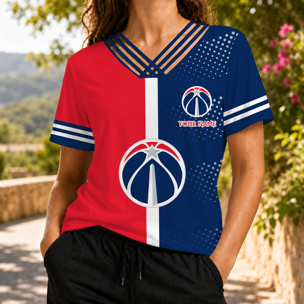 LIMITED EDITION - NEW CUSTOMIZED NBA28 WWI WASHINGTON WIZARDS V-NECK SHIRT