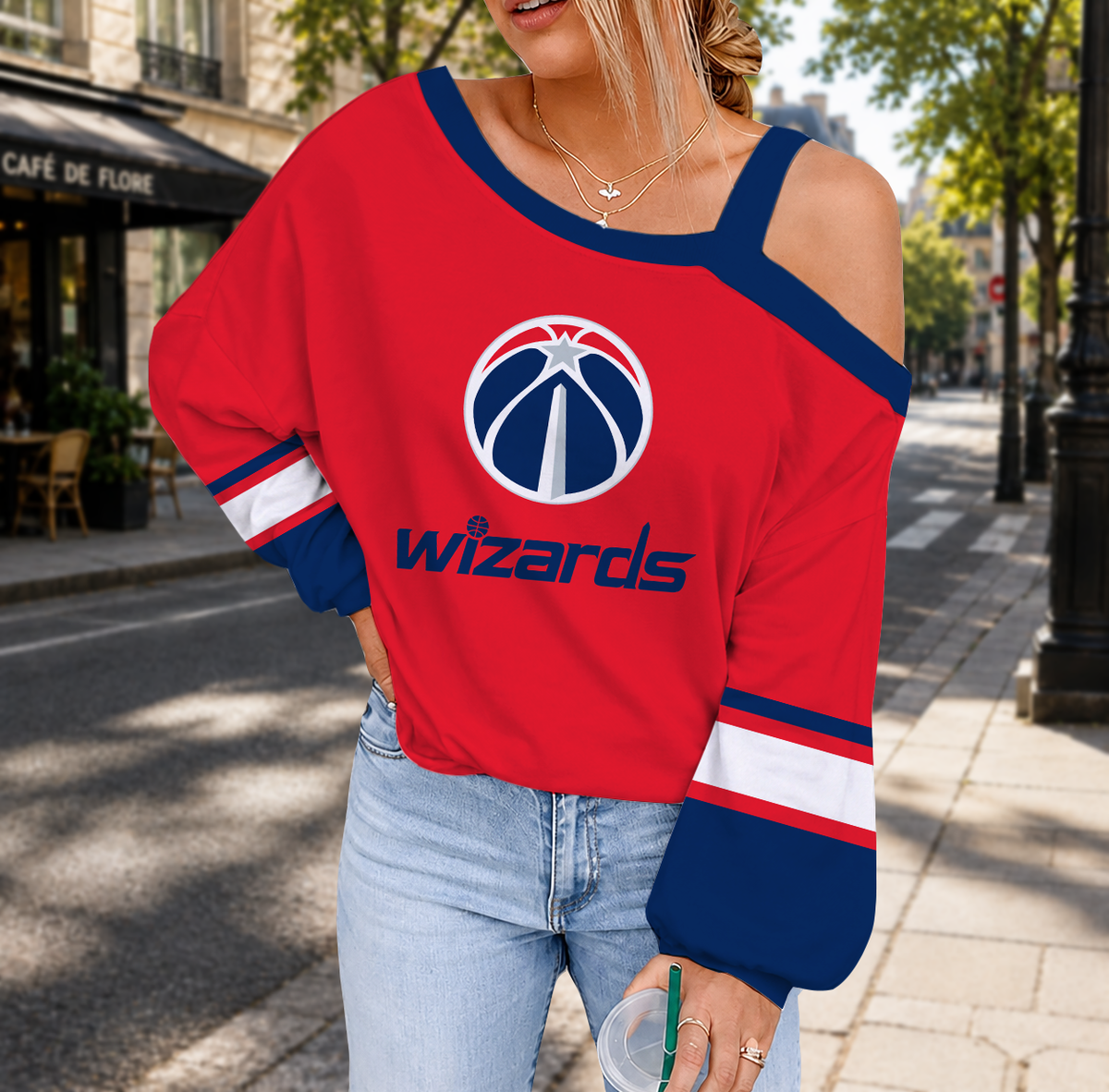 VIRAL EDITION - NEW CUSTOMIZED NBA28 WWI WASHINGTON WIZARDS DROP SHOULDER SWEATSHIRT