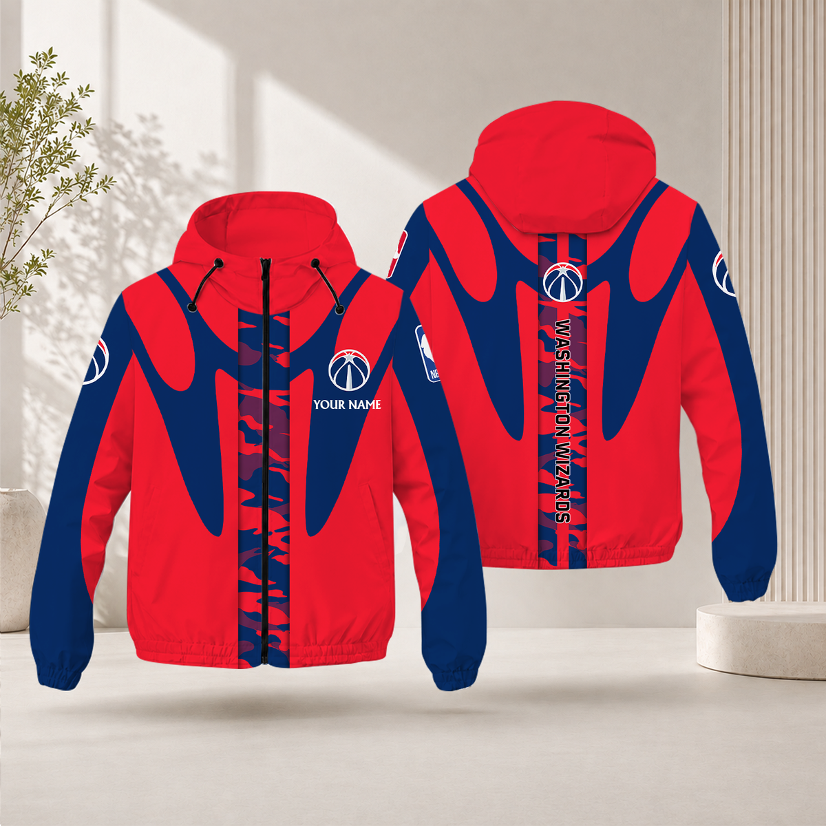 SPECIAL EDITION - NEW CUSTOMIZED NBA28 WWI WASHINGTON WIZARDS WINDBREAKER JACKET