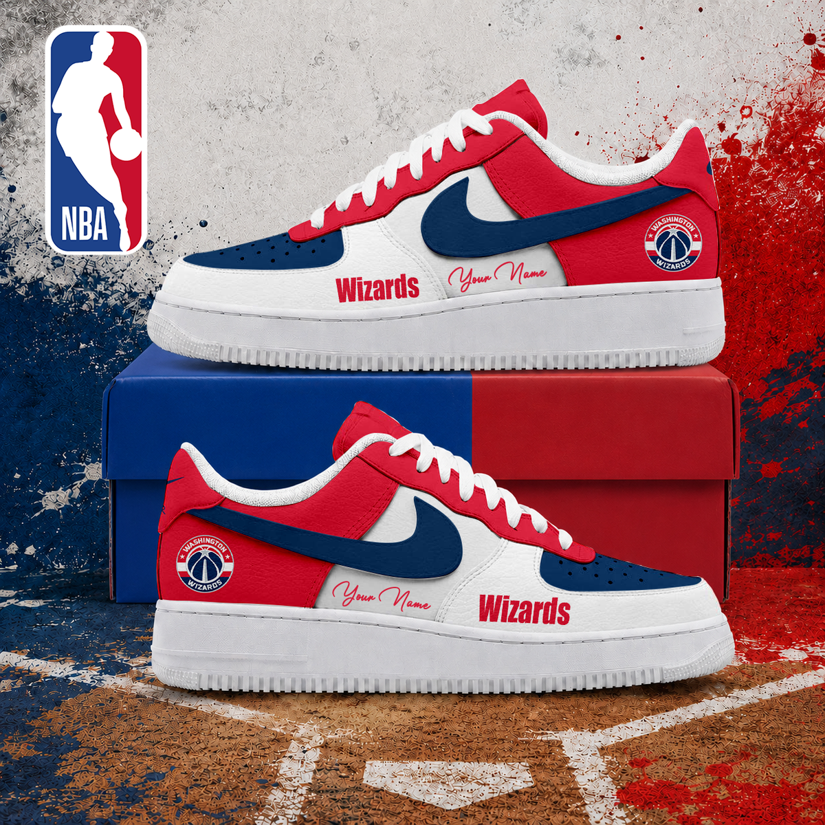 VIRAL EDITION - NEW CUSTOMIZED NBA28 WWI WASHINGTON WIZARDS AF1 SNEAKERS