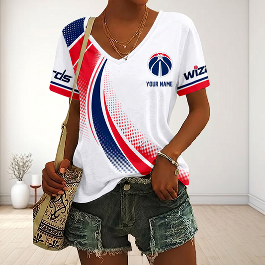 SPECIAL EDITION - NEW CUSTOMIZED NBA28 WWI WASHINGTON WIZARDS V-NECK FEMALE SHIRT