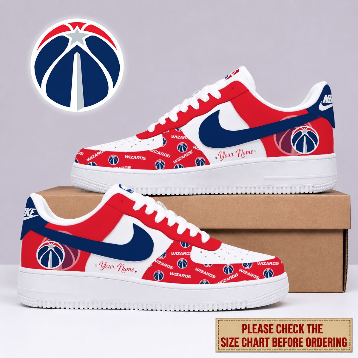 FLASH SALE - NEW CUSTOMIZED NBA28 WWI WASHINGTON WIZARDS AF1 SNEAKERS
