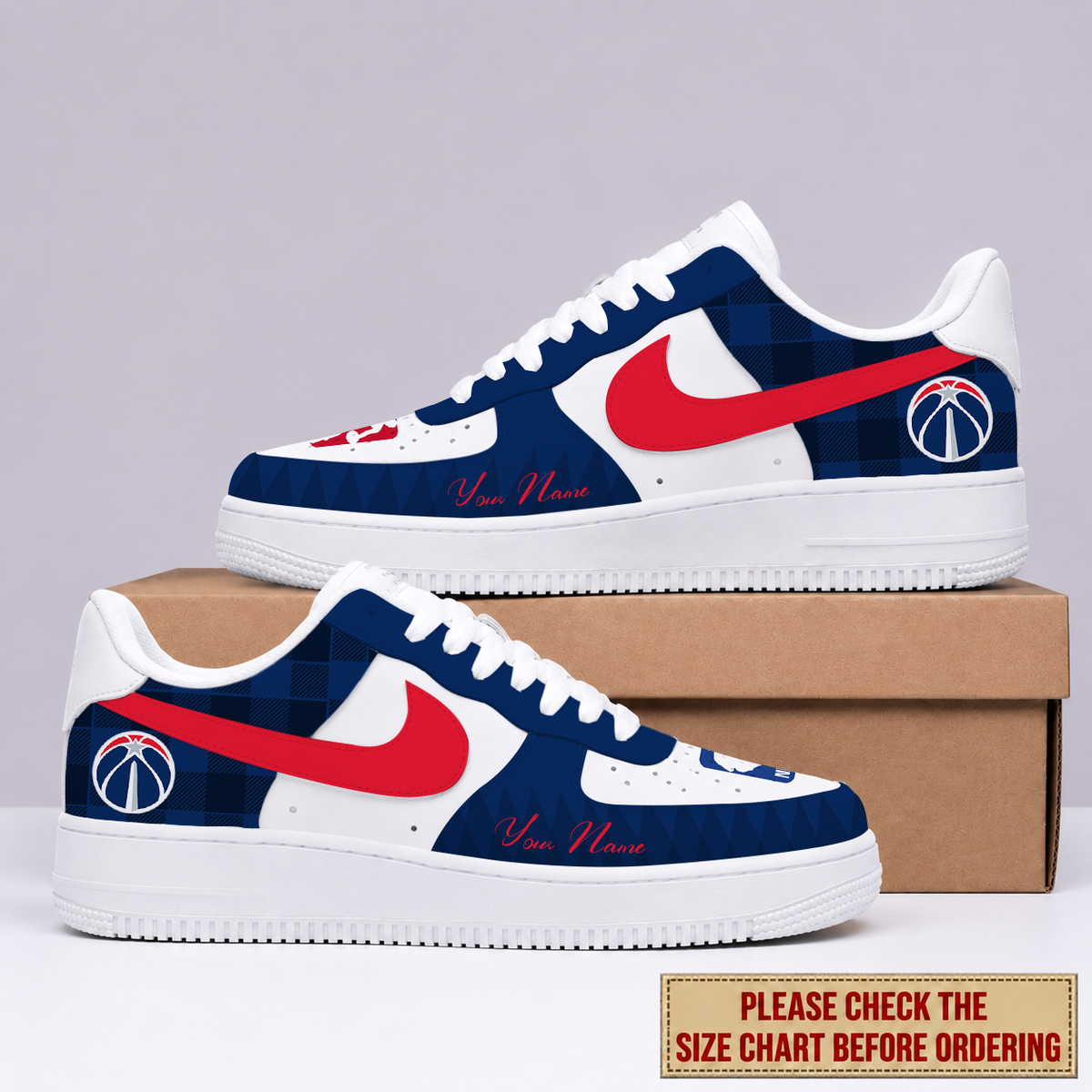 FINAL SALE - NEW CUSTOMIZED NBA28 WWI WASHINGTON WIZARDS AF1 SNEAKERS