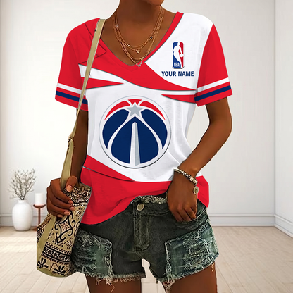 EXCLUSIVE EDITION - NEW CUSTOMIZED NBA28 WWI WASHINGTON WIZARDS V-NECK FEMALE SHIRT