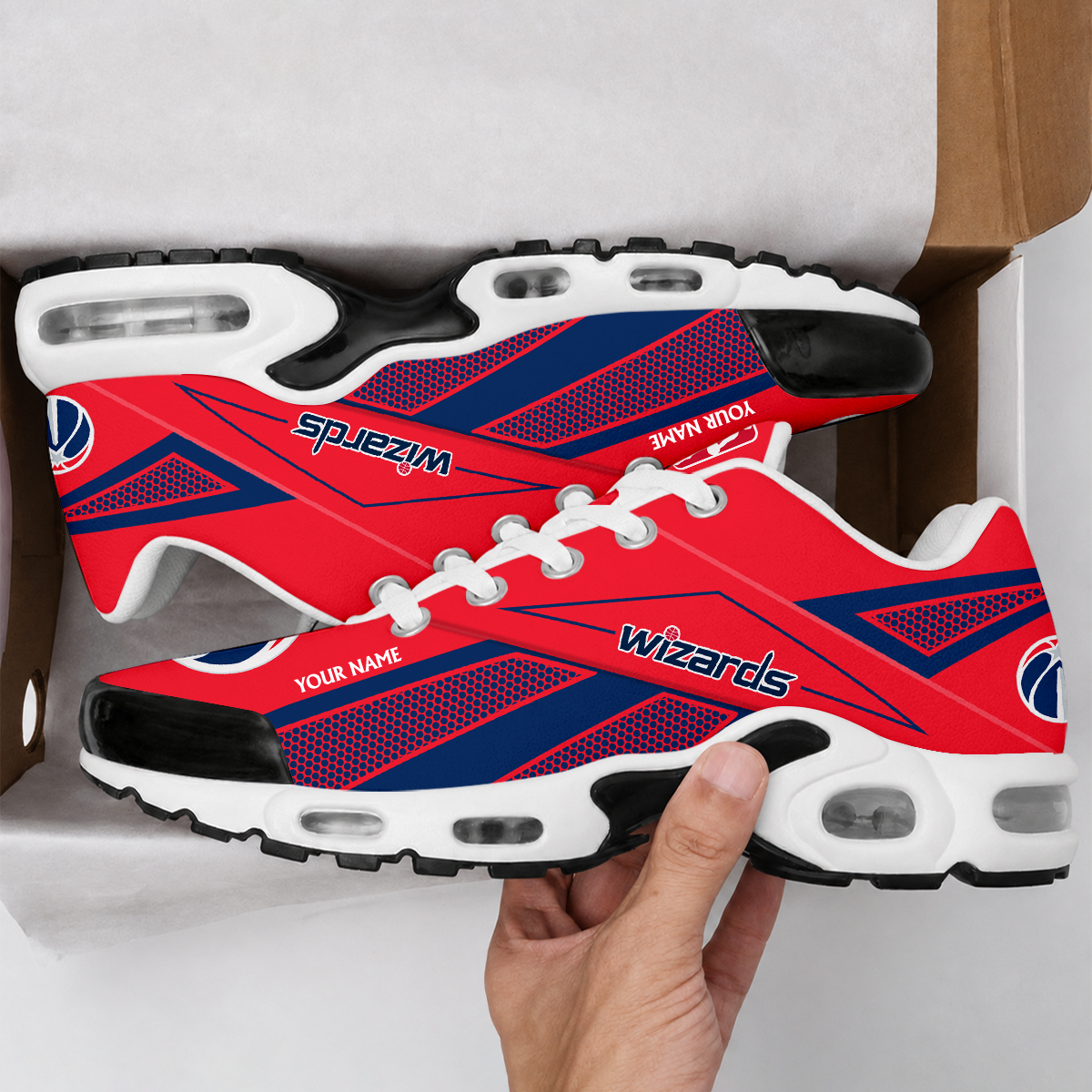VIRAL EDITION - NEW CUSTOMIZED NBA28 WWI WASHINGTON WIZARDS AIR MAX PLUS SNEAKERS