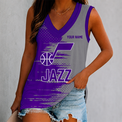 LIMITED EDITION - NEW CUSTOMIZED NBA29 UJZ UTAH JAZZ WOMEN'S V-NECK TANK TOP