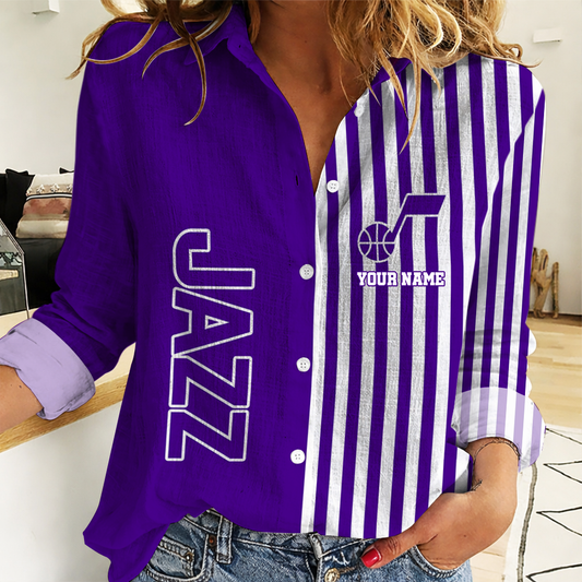 HOT DEAL - NEW CUSTOMIZED UJZ UTAH JAZZ WOMEN CASUAL SHIRT - NBA29