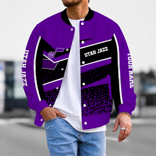 EXCLUSIVE EDITION - NEW CUSTOMIZED NBA29 UJZ UTAH JAZZ BASEBALL JACKET, SATIN VARSITY JACKET