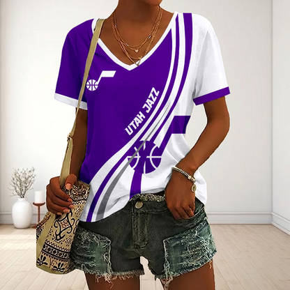 VIRAL EDITION - NEW CUSTOMIZED NBA29 UJZ UTAH JAZZ V-NECK FEMALE SHIRT