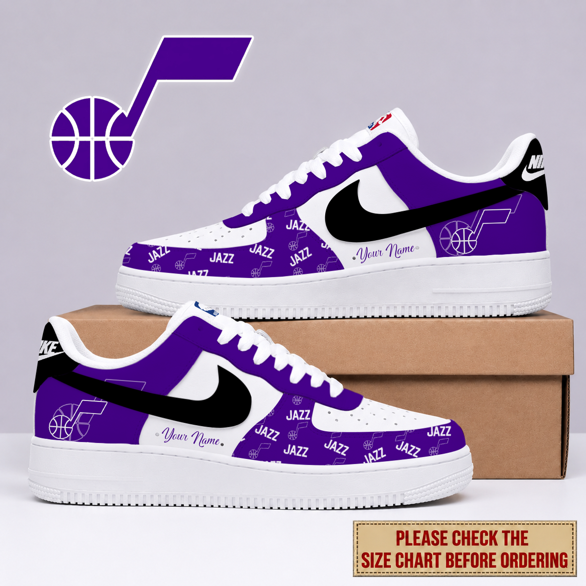 FLASH SALE - NEW CUSTOMIZED NBA29 UJZ UTAH JAZZ AF1 SNEAKERS