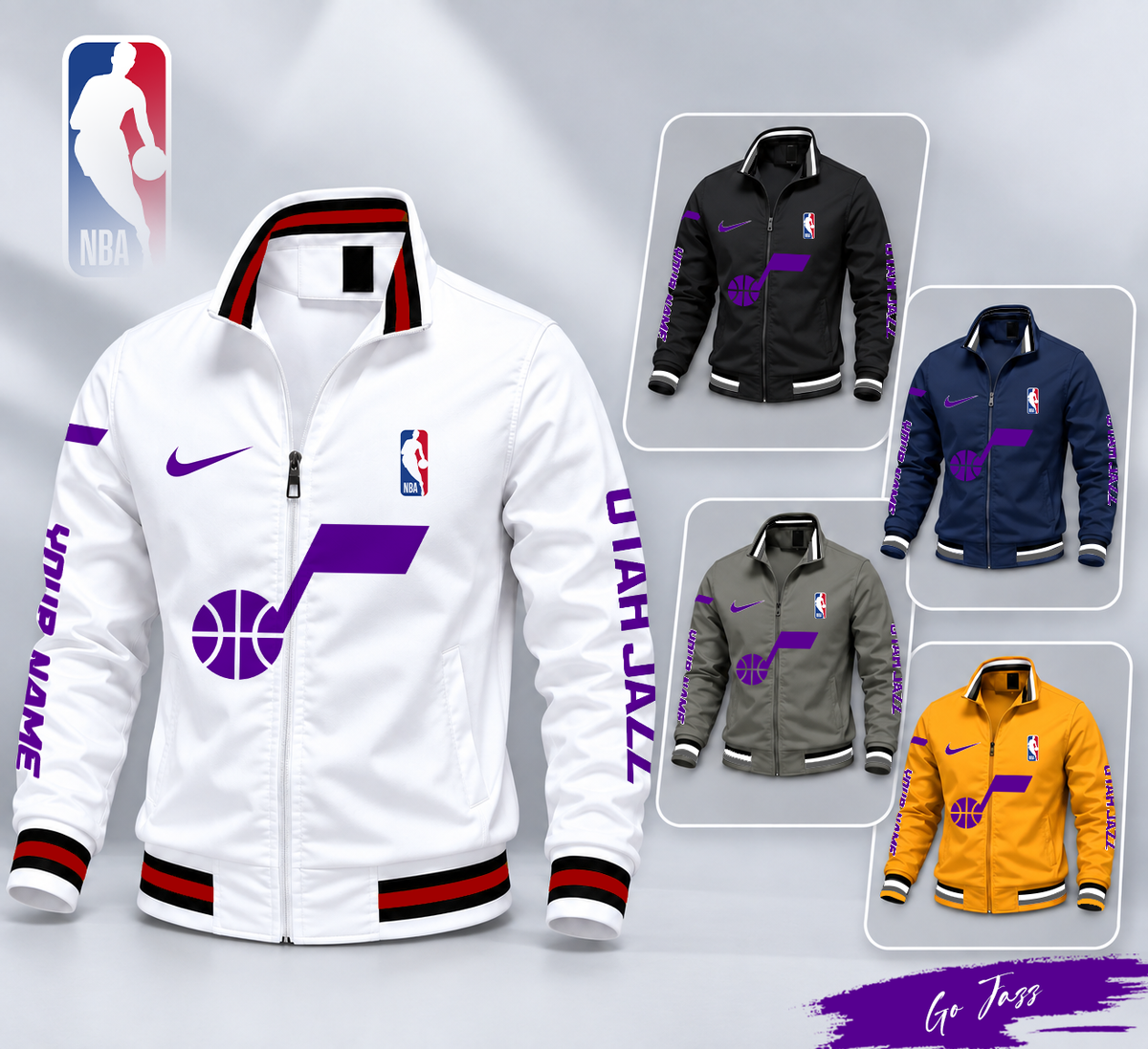 FINAL SALE - NEW CUSTOMIZED NBA29 UJZ UTAH JAZZ MULTICOLOR MEN'S CASUAL JACKET