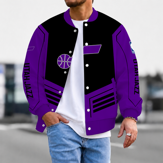 LIMITED DROP - NEW CUSTOMIZED UJZ UTAH JAZZ BASEBALL JACKET, SATIN VARSITY JACKET - NBA29