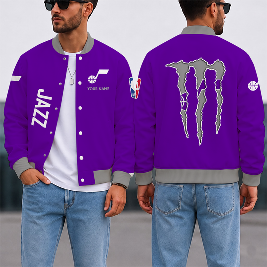 SPECIAL EDITION - NEW CUSTOMIZED NBA29 UJZ UTAH JAZZ BASEBALL JACKET, SATIN VARSITY JACKET