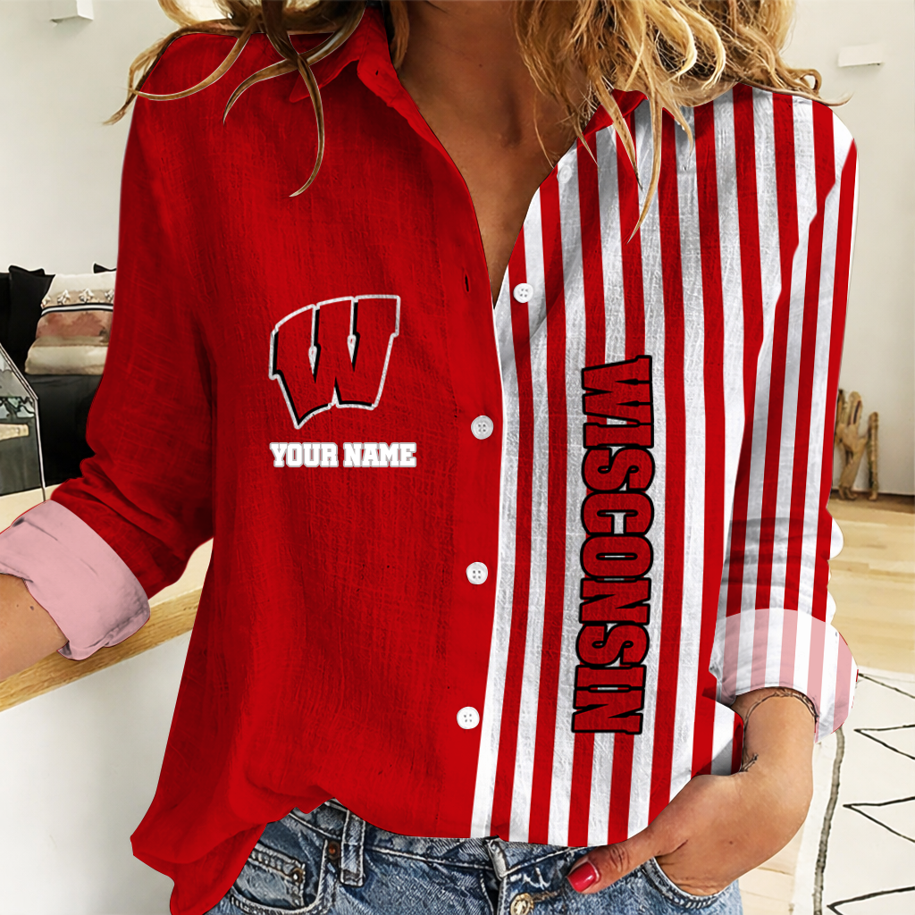 HOT DEAL - NEW CUSTOMIZED WSB WS BADGERS WOMEN CASUAL SHIRT FOR FAN | NCAA MAM29