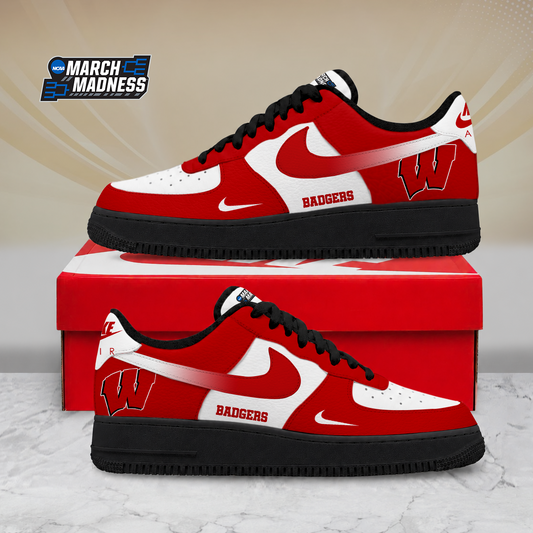 ELITE EDITION - NEW CUSTOMIZED NCAA MAM29 WSB WISCONSIN BADGERS AF1 SHOES