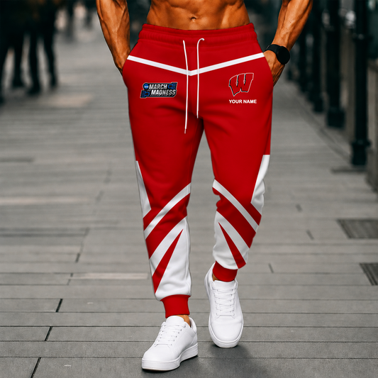 VIRAL EDITION - NEW CUSTOMIZED NCAA MAM29 WSB WISCONSIN BADGERS SWEATPANTS