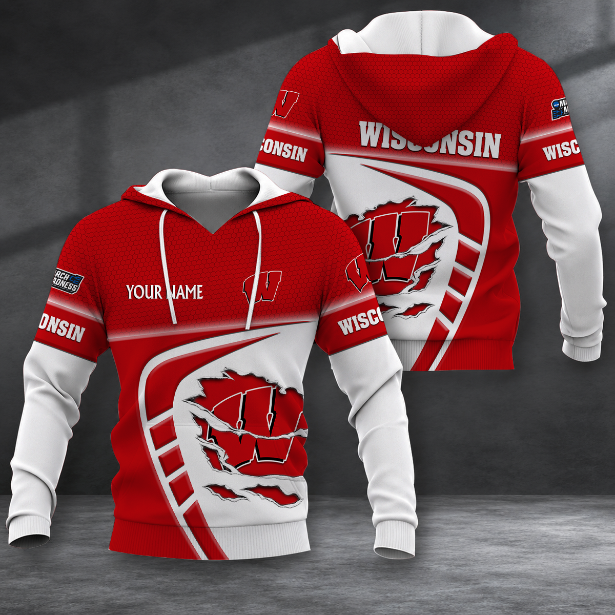FINAL SALE - NEW CUSTOMIZED NCAA MAM29 WSB WISCONSIN BADGERS T-SHIRT, POLO SHIRT, ZIP POLO SHIRT, SWEATSHIRT, HOODIE & ZIP HOODIE
