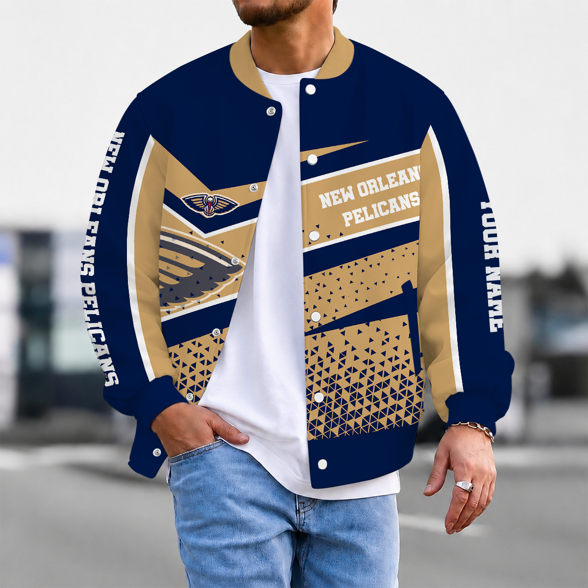 EXCLUSIVE EDITION - NEW CUSTOMIZED NBA30 NOP NEW ORLEANS PELICANS BASEBALL JACKET, SATIN VARSITY JACKET