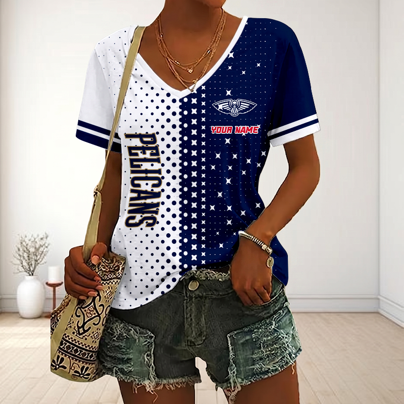 LIMITED DROP - NEW CUSTOMIZED NBA30 NOP NEW ORLEANS PELICANS V-NECK FEMALE SHIRT