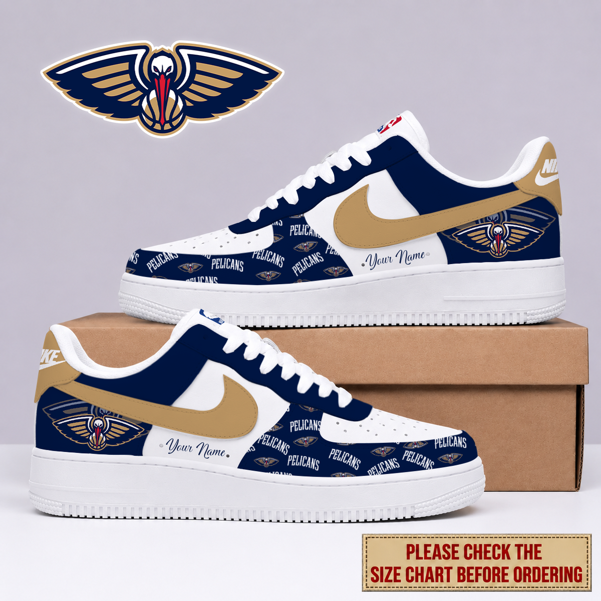 FLASH SALE - NEW CUSTOMIZED NBA30 NOP NEW ORLEANS PELICANS AF1 SNEAKERS