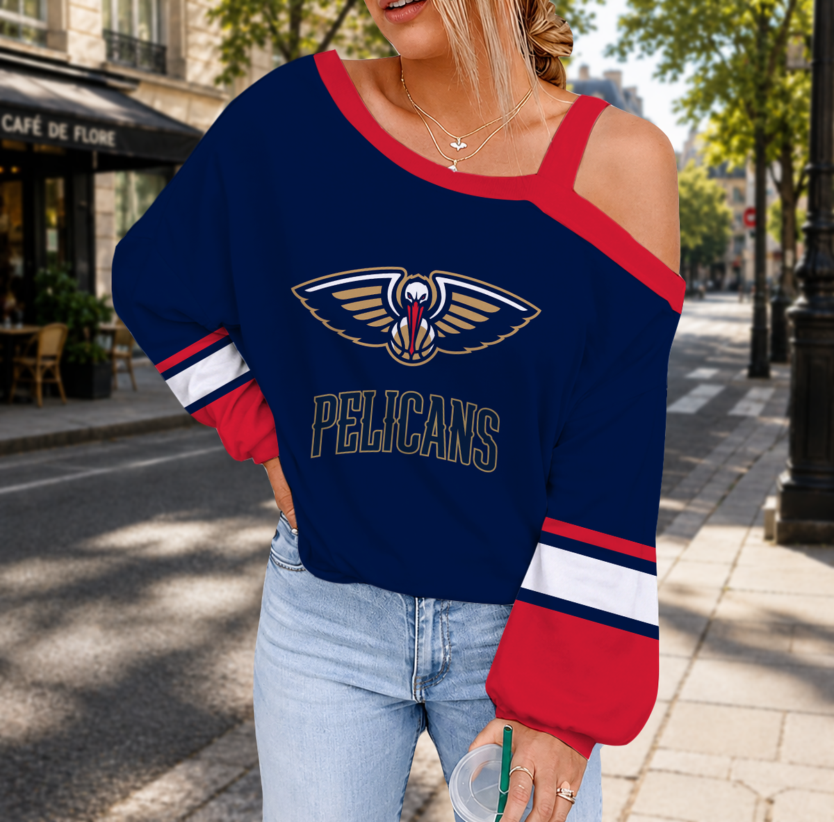 VIRAL EDITION - NEW CUSTOMIZED NBA30 NOP NEW ORLEANS PELICANS DROP SHOULDER SWEATSHIRT