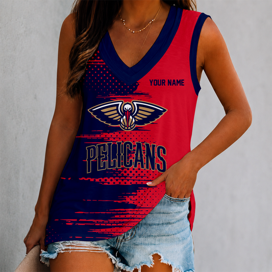 LIMITED EDITION - NEW CUSTOMIZED NBA30 NOP NEW ORLEANS PELICANS WOMEN'S V-NECK TANK TOP