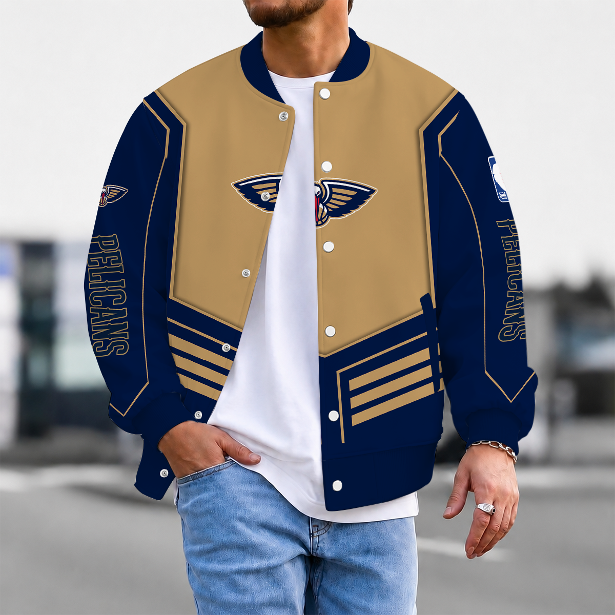 LIMITED DROP - NEW CUSTOMIZED NOP NEW ORLEANS PELICANS BASEBALL JACKET, SATIN VARSITY JACKET - NBA30