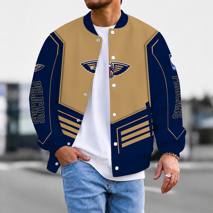 LIMITED DROP - NEW CUSTOMIZED NOP NEW ORLEANS PELICANS BASEBALL JACKET, SATIN VARSITY JACKET - NBA30