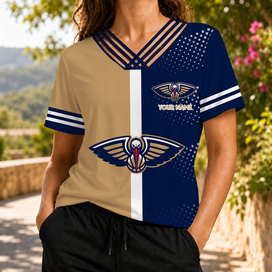 LIMITED EDITION - NEW CUSTOMIZED NBA30 NOP NEW ORLEANS PELICANS V-NECK SHIRT