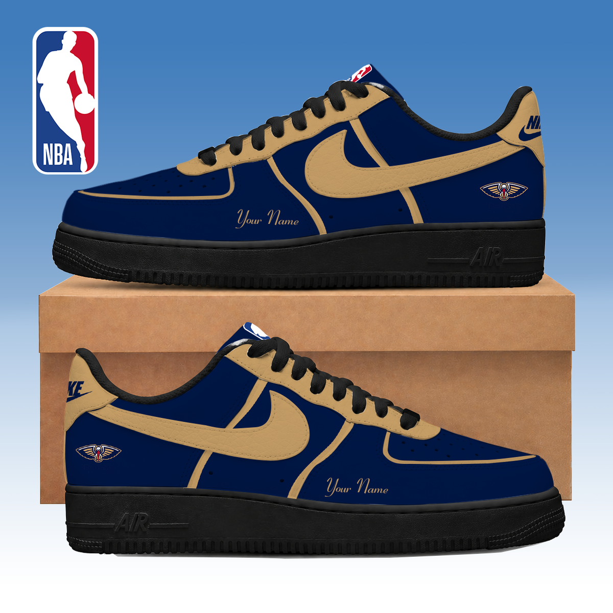LIMITED DROP - NEW CUSTOMIZED NOP NEW ORLEANS PELICANS AF1 SNEAKERS - NBA30