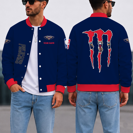 SPECIAL EDITION - NEW CUSTOMIZED NBA30 NOP NEW ORLEANS PELICANS BASEBALL JACKET, SATIN VARSITY JACKET